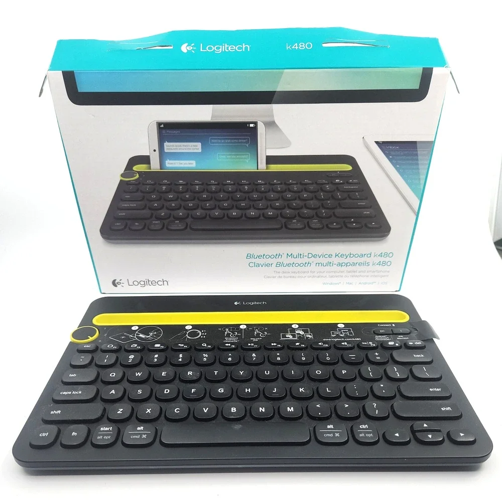 Logitech K480 Bluetooth‎ Multi-Device Wireless Keyboard Black Green (920-006973)